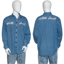 Load image into Gallery viewer, 1990&#39;s Embroidered Disney Dalmatian Denim Button Up - Size L/XL
