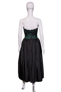 1980's Taffeta and Lace Strapless Gunne Sax Party Dress Size XS