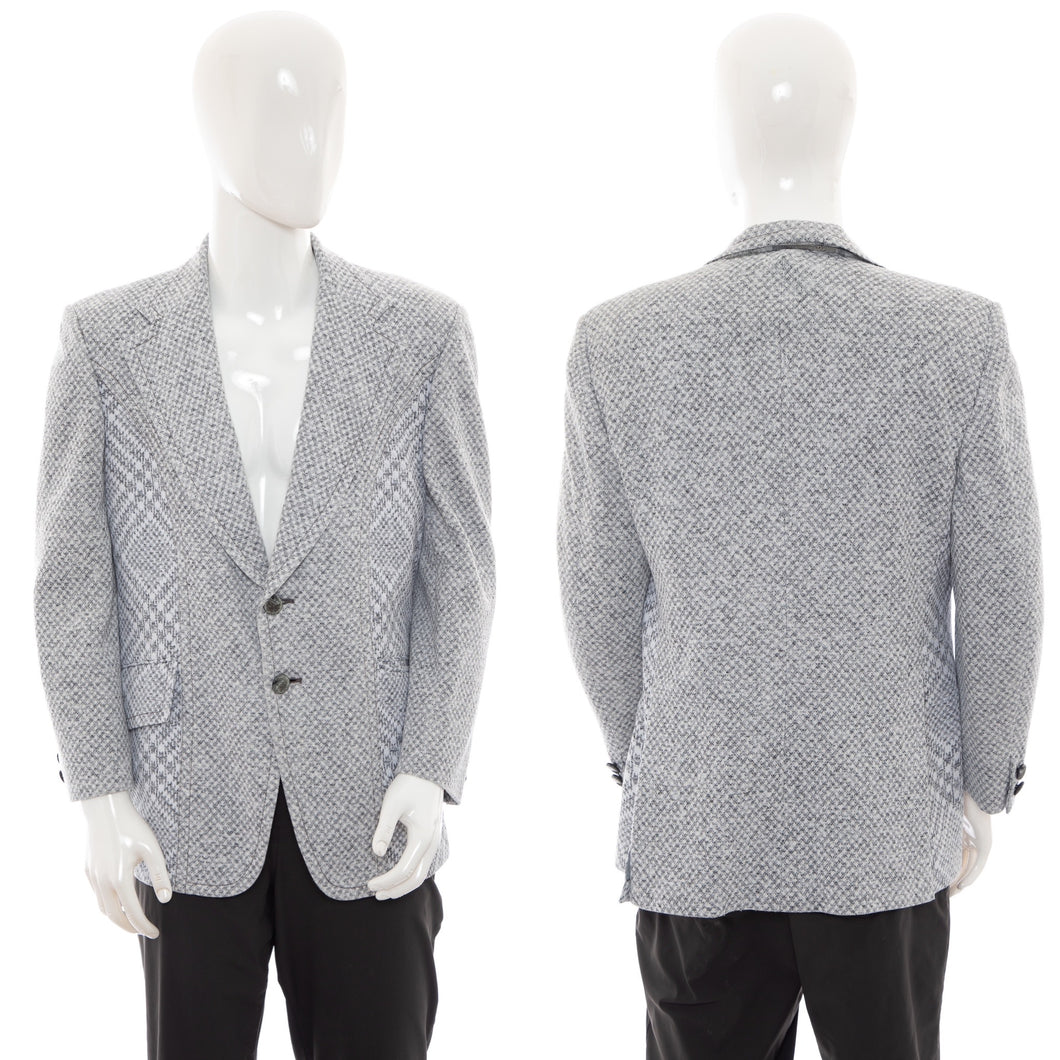 1970's Hammonton Park Grey and White Suit Jacket Size M