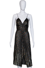 Load image into Gallery viewer, 1970&#39;s Rainbow Lamé Pleated Cocktail Dress - Size XS
