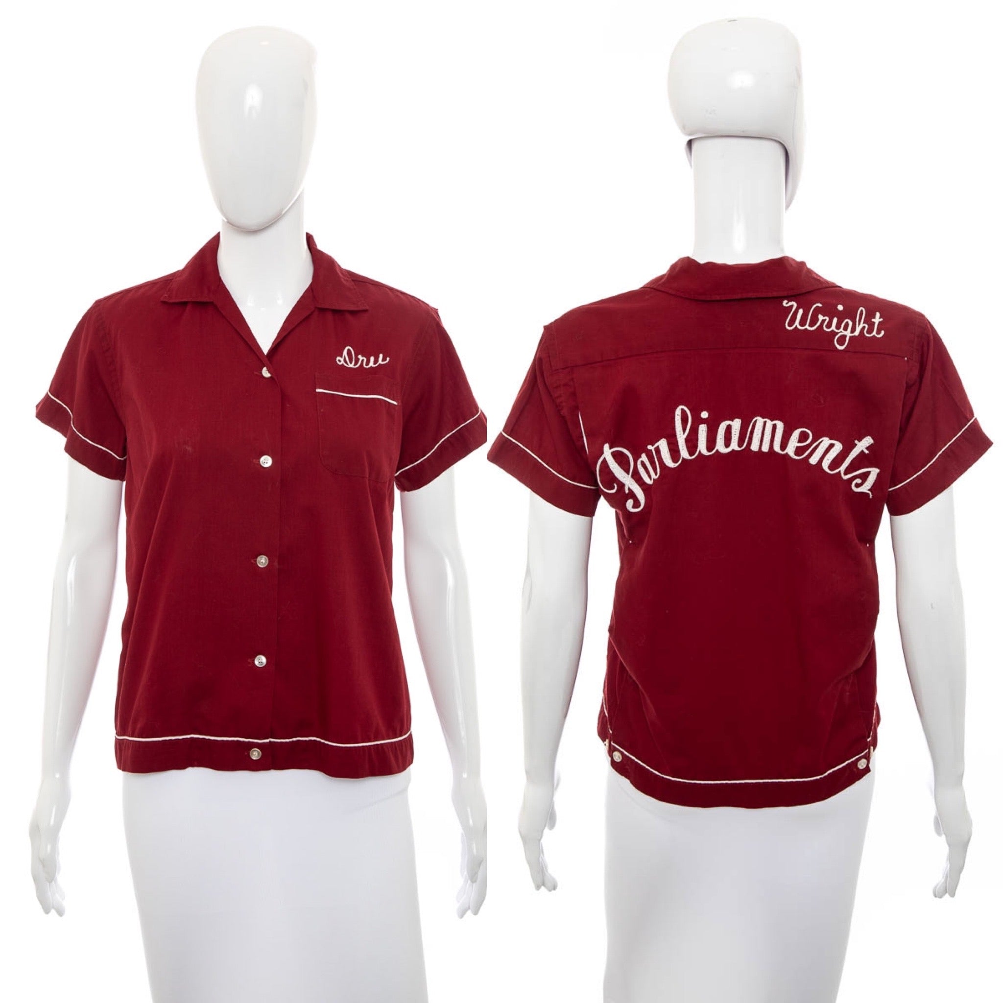 t*読様 Hilton bowlingshirt 50s 1950's Hilton Maroon Bowling Shirt Size S/M – Antique Sugar