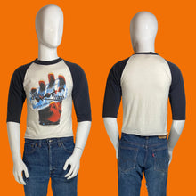 Load image into Gallery viewer, 1980s Judas Priest British Steel 1981 Tour Band Tee on a mannequin, front and back view.
