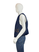 Load image into Gallery viewer, 1970&#39;s Needlepoint Buck Denim Vest - Size XL
