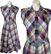 Load image into Gallery viewer, 1940&#39;s Pastel Plaid Day Dress Size S
