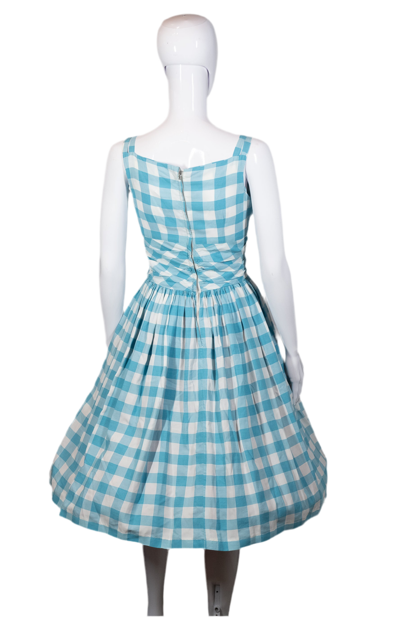 1950's Blue and White Gingham Summer Dress Size S Antique Sugar 1950's Blue and White Gingham Summer Dress Size S Antique Sugar