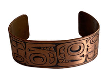 Load image into Gallery viewer, 1970’s Haida Pacific Northwest Engraved Copper Cuff Bracelet
