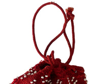 Load image into Gallery viewer, 1890 Victorian Small Beaded Knit Red Drawstring Ohio Handbag
