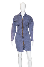 Load image into Gallery viewer, 1980&#39;s Purple Acid Washed Denim Dress Size S
