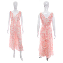 Load image into Gallery viewer, 1960&#39;s I.Magnin White and Pink Polka Dot Night Gown Size OS
