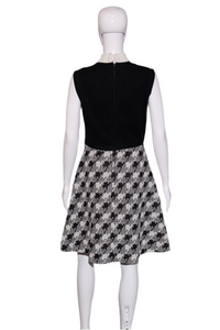 1960's Knit Houndstooth Sleeveless Day Dress Size S/M