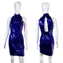 Load image into Gallery viewer, 1990&#39;s Purple Sequin Cocktail Dress Size S
