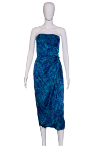 1980's Strapless Silk Wrap Style Cocktail Dress Size S