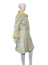 Load image into Gallery viewer, 1960&#39;s Silver and White Mink Trimmed Brocade Dress/Coat Combo - Size L
