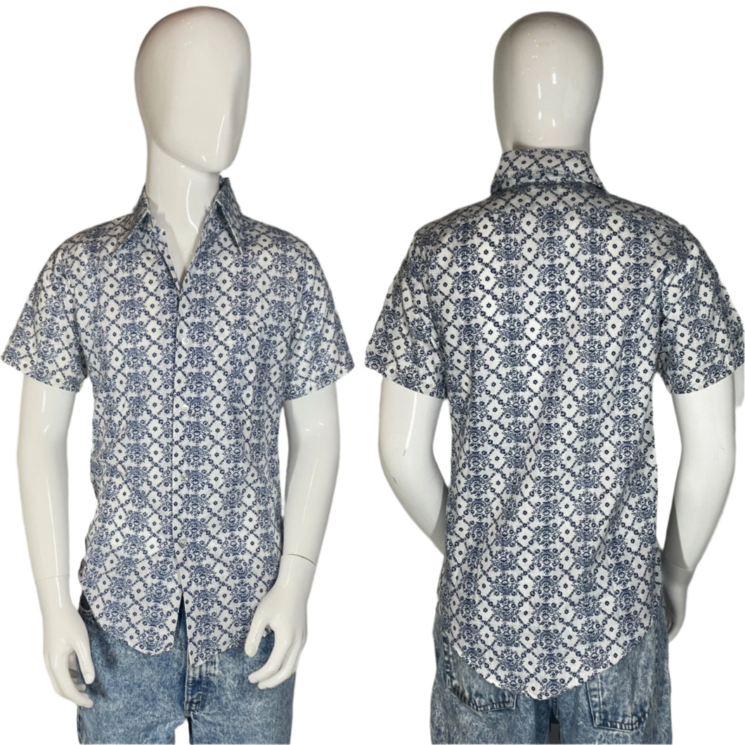 1960's K-Mart Perma Press Damask Casual Shirt Size S