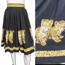 Load image into Gallery viewer, 1950's Novelty Print Leopard Cub Full Sweep Skirt Size XS
