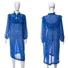 Load image into Gallery viewer, 1980&#39;s Chez Polka Dot Long Sleeve Chiffon Dress Size XXL
