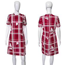 Load image into Gallery viewer, 1960&#39;sMarron and White Abstract-Geo Printed Dress Size M/L
