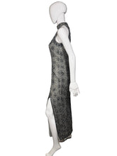 Load image into Gallery viewer, Silvery gray beaded gown  on a mannequin against a plain background
