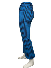 Load image into Gallery viewer, Blue pinstripe pants displayed on a mannequin against a white background
