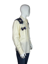 Load image into Gallery viewer, western shirt with floral accents on a mannequin against a white background
