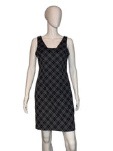 Load image into Gallery viewer, Mannequin wearing a black and gray plaid dress against a plain background
