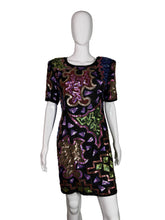 Load image into Gallery viewer, Mannequin wearing a colorful sequined dress on a plain background
