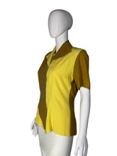 Load image into Gallery viewer, 1940's Color Two Tone Mustard Yellow Color Block Blouse - Size S/M
