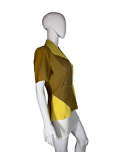 Load image into Gallery viewer, 1940's Color Two Tone Mustard Yellow Color Block Blouse - Size S/M
