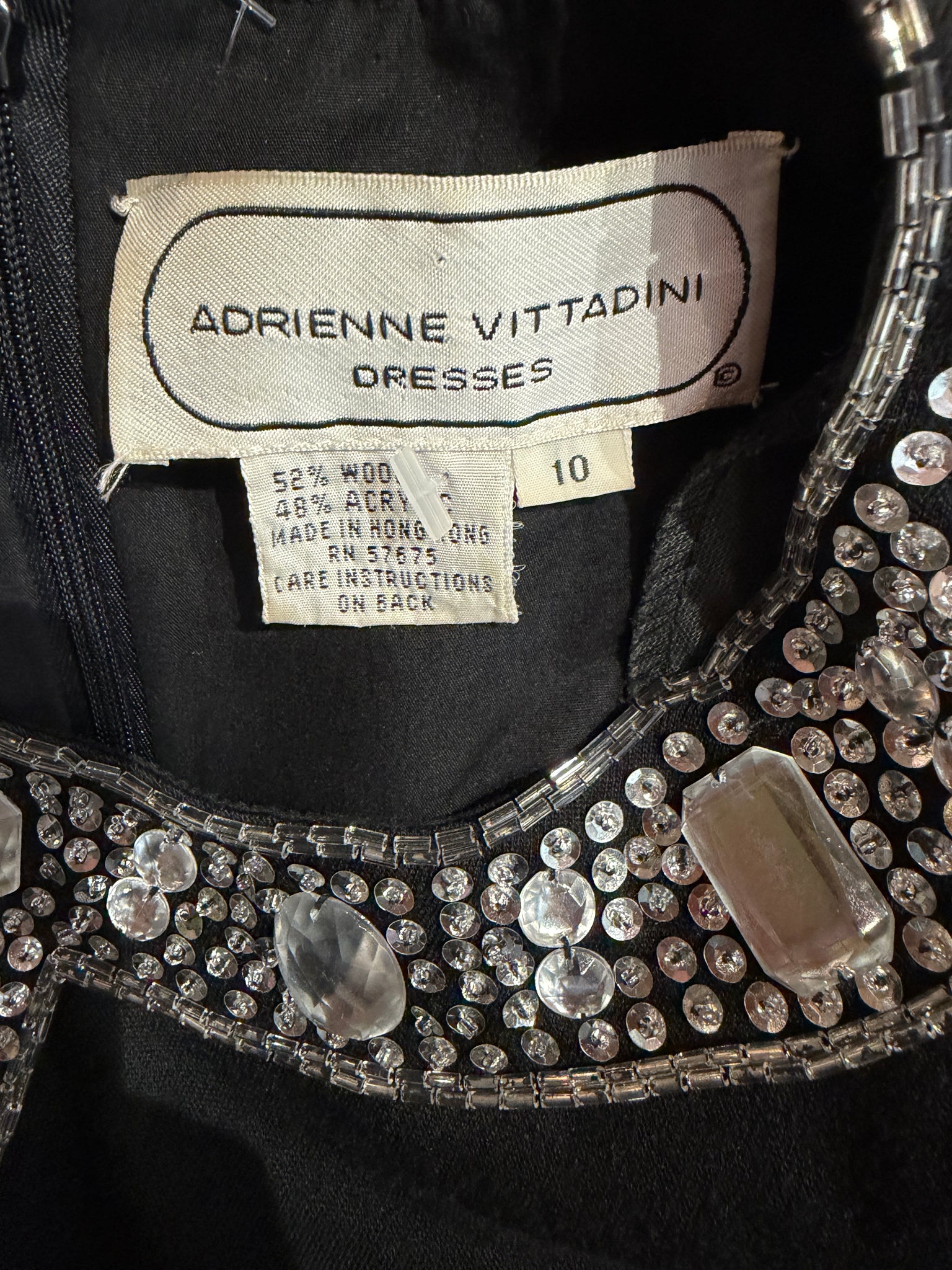 1990's Adrienne Vittadini Rhinestone Little Black Dress - Size M 1990's Adrienne Vittadini Rhinestone Little Black Dress - Size M