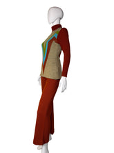Load image into Gallery viewer, 1970's Color Block Chevron Striped Knit Duo - Size S
