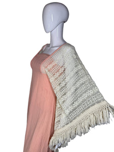 1970's Pink and Cream Gauze Prairie Dress - Size S