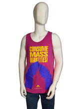Load image into Gallery viewer, Mannequin wearing a tank top with text and a graphic design on a plain background
