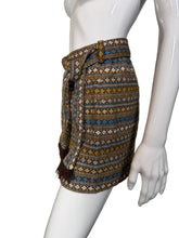 Load image into Gallery viewer, 1960&#39;s Woven Belted Tapestry Mini Skirt - Size S

