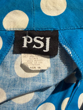 Load image into Gallery viewer, 1980's Blue and White Polka Dot Halter Dress - Size L
