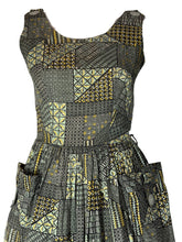 Load image into Gallery viewer, 1950&#39;s Patchwork Print Cotton Day Dress - Size M
