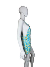 Load image into Gallery viewer, Blue floral overalls on a mannequin against a white background
