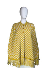 Load image into Gallery viewer, 1970&#39;s Yellow Checkered Poncho - One Size Fits Most
