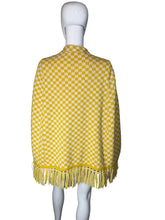 Load image into Gallery viewer, 1970&#39;s Yellow Checkered Poncho - One Size Fits Most
