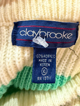 Load image into Gallery viewer, 1980&#39;s Aqua and Green Striped Slouchy Sweater - Size L
