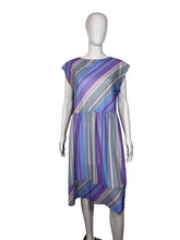 Load image into Gallery viewer, 1980's Purple Striped Lady Page Secretary Dress - Size XL
