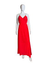 Load image into Gallery viewer, Mannequin wearing a red dress against a white wall.
