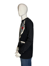 Load image into Gallery viewer, Black long sleeve tee with tuxedo design on a mannequin against a plain background
