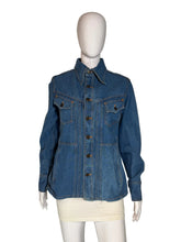 Load image into Gallery viewer, Blue denim jacket on a mannequin against a plain background
