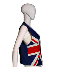 Load image into Gallery viewer, Mannequin wearing a blue vest with a Union Jack design on a plain background
