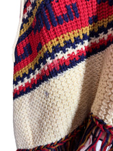 Load image into Gallery viewer, Close up of knitted poncho with small stain
