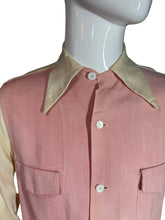 Load image into Gallery viewer, Mannequin wearing a pink and tan  two-tone shirt
