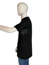 Load image into Gallery viewer, Black sleeve with spider web design on a mannequin arm against a white background
