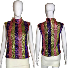 Load image into Gallery viewer, 1960's Striped Sequin Knit Top - Size M
