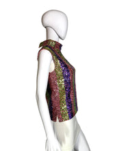 Load image into Gallery viewer, 1960's Striped Sequin Knit Top - Size M
