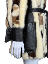 Load image into Gallery viewer, 1970's Custom Patchwork Mink and Leather Trench Coat size M
